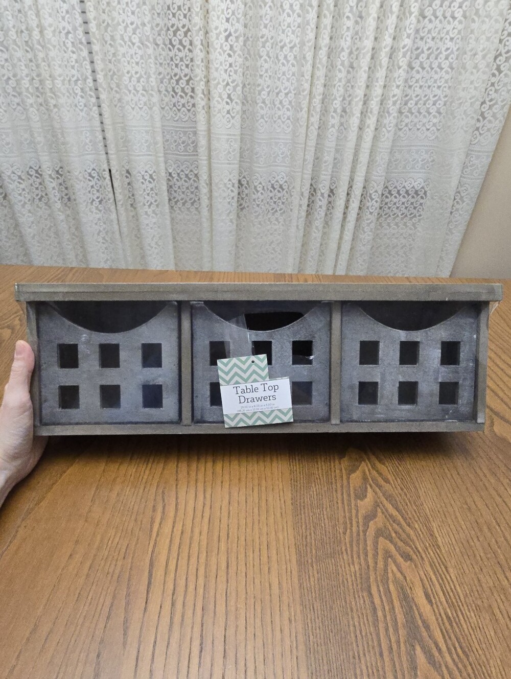 Rustic 3 Drawer Organizer Tabletop or Wall Mount Farmhouse Storage Unit MDF Wood
